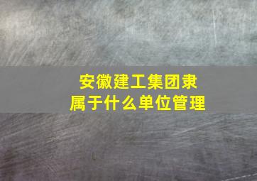 安徽建工集团隶属于什么单位管理