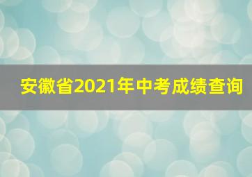 安徽省2021年中考成绩查询