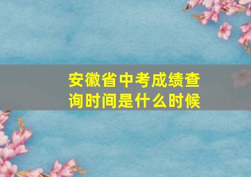 安徽省中考成绩查询时间是什么时候