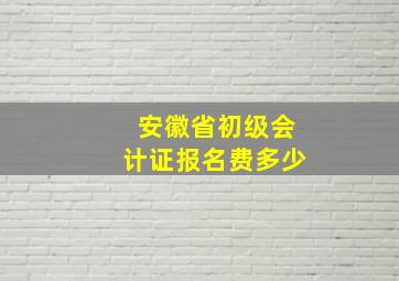 安徽省初级会计证报名费多少