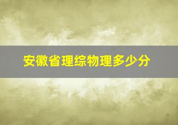 安徽省理综物理多少分