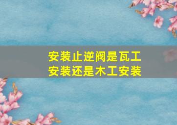 安装止逆阀是瓦工安装还是木工安装