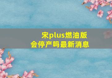 宋plus燃油版会停产吗最新消息