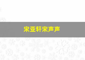 宋亚轩宋声声