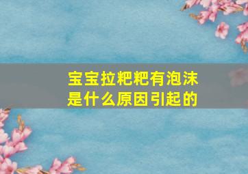 宝宝拉粑粑有泡沫是什么原因引起的