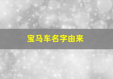 宝马车名字由来