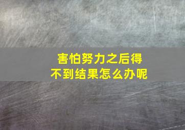 害怕努力之后得不到结果怎么办呢