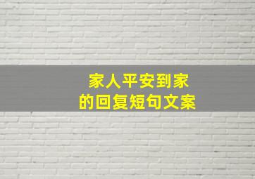 家人平安到家的回复短句文案