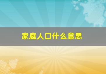 家庭人口什么意思