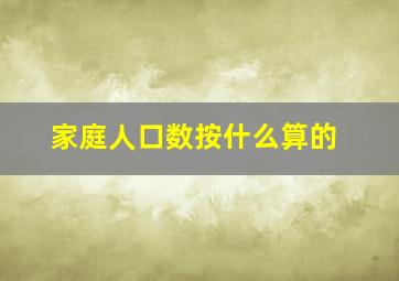 家庭人口数按什么算的