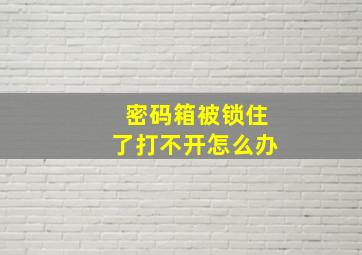 密码箱被锁住了打不开怎么办