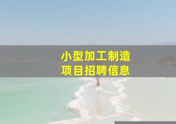 小型加工制造项目招聘信息