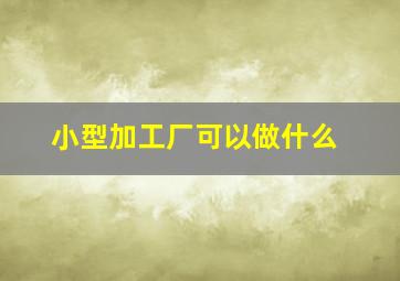 小型加工厂可以做什么