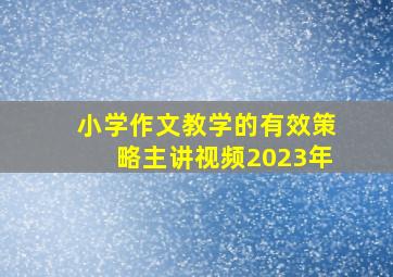 小学作文教学的有效策略主讲视频2023年