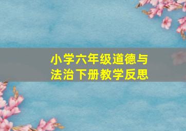 小学六年级道德与法治下册教学反思