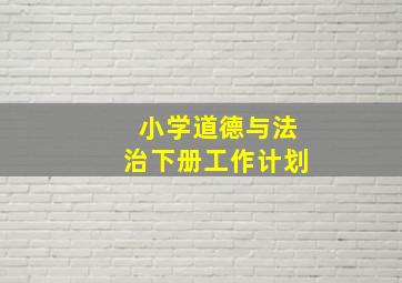 小学道德与法治下册工作计划