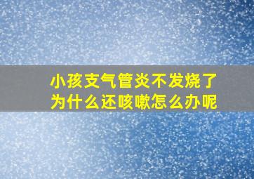 小孩支气管炎不发烧了为什么还咳嗽怎么办呢