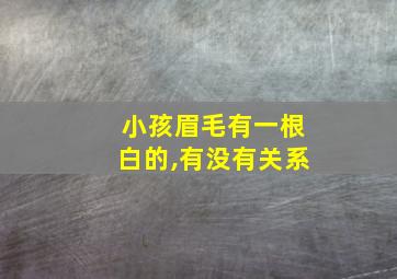 小孩眉毛有一根白的,有没有关系