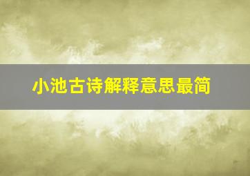 小池古诗解释意思最简