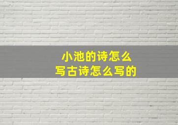 小池的诗怎么写古诗怎么写的