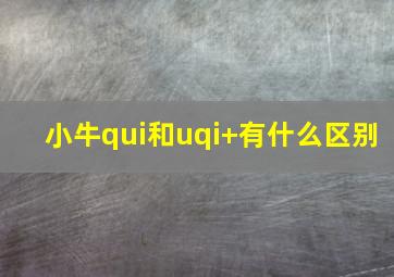 小牛qui和uqi+有什么区别