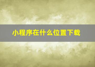 小程序在什么位置下载