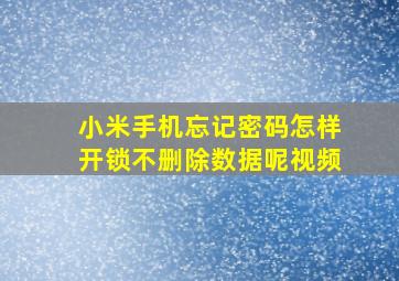 小米手机忘记密码怎样开锁不删除数据呢视频