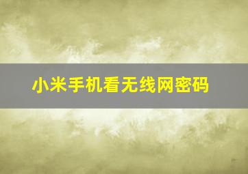 小米手机看无线网密码