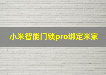 小米智能门锁pro绑定米家