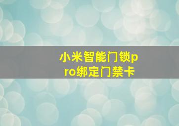 小米智能门锁pro绑定门禁卡