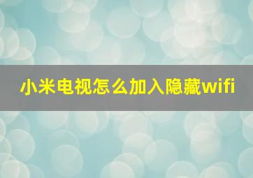 小米电视怎么加入隐藏wifi