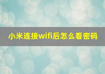 小米连接wifi后怎么看密码