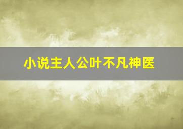 小说主人公叶不凡神医