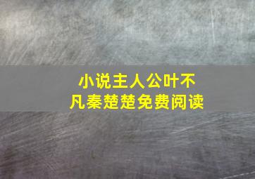 小说主人公叶不凡秦楚楚免费阅读