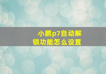 小鹏p7自动解锁功能怎么设置