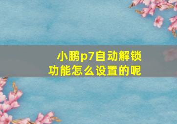 小鹏p7自动解锁功能怎么设置的呢