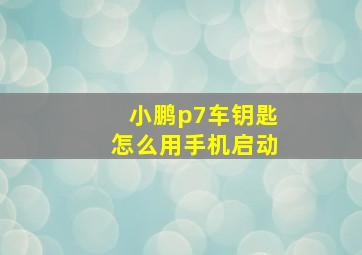 小鹏p7车钥匙怎么用手机启动