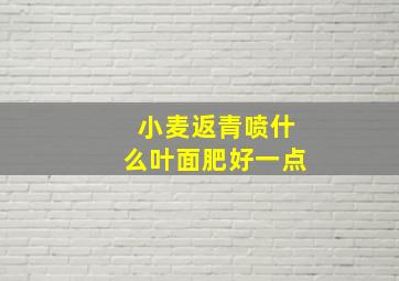 小麦返青喷什么叶面肥好一点