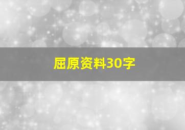 屈原资料30字