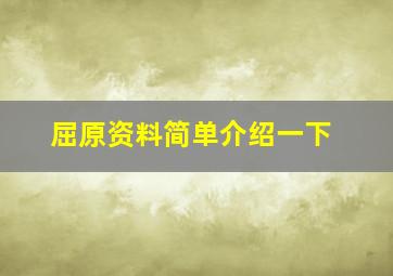 屈原资料简单介绍一下