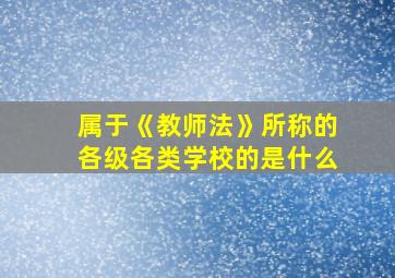 属于《教师法》所称的各级各类学校的是什么