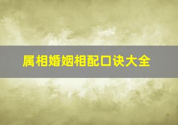 属相婚姻相配口诀大全