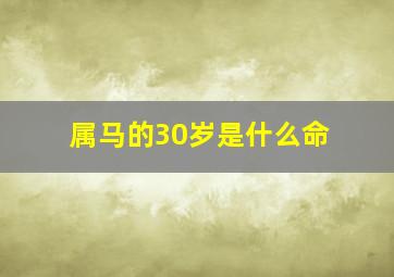 属马的30岁是什么命