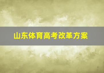 山东体育高考改革方案