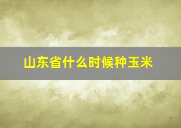 山东省什么时候种玉米