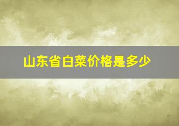 山东省白菜价格是多少