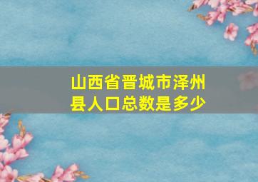 山西省晋城市泽州县人口总数是多少