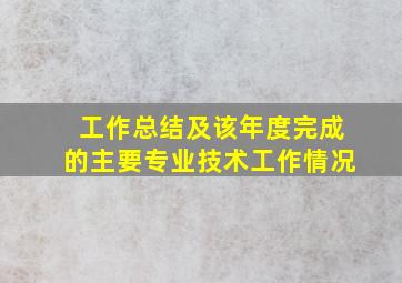 工作总结及该年度完成的主要专业技术工作情况