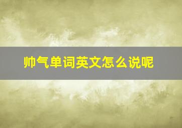 帅气单词英文怎么说呢