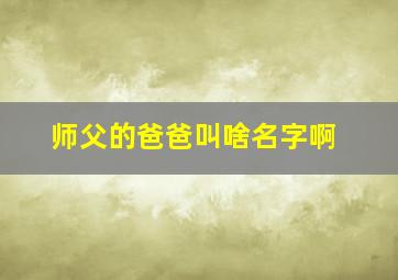 师父的爸爸叫啥名字啊